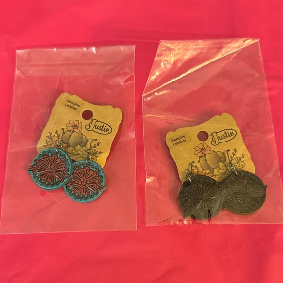 Justin Boots Jewelry - Justin Genuine Leather Earrings Set two pair. NWTS